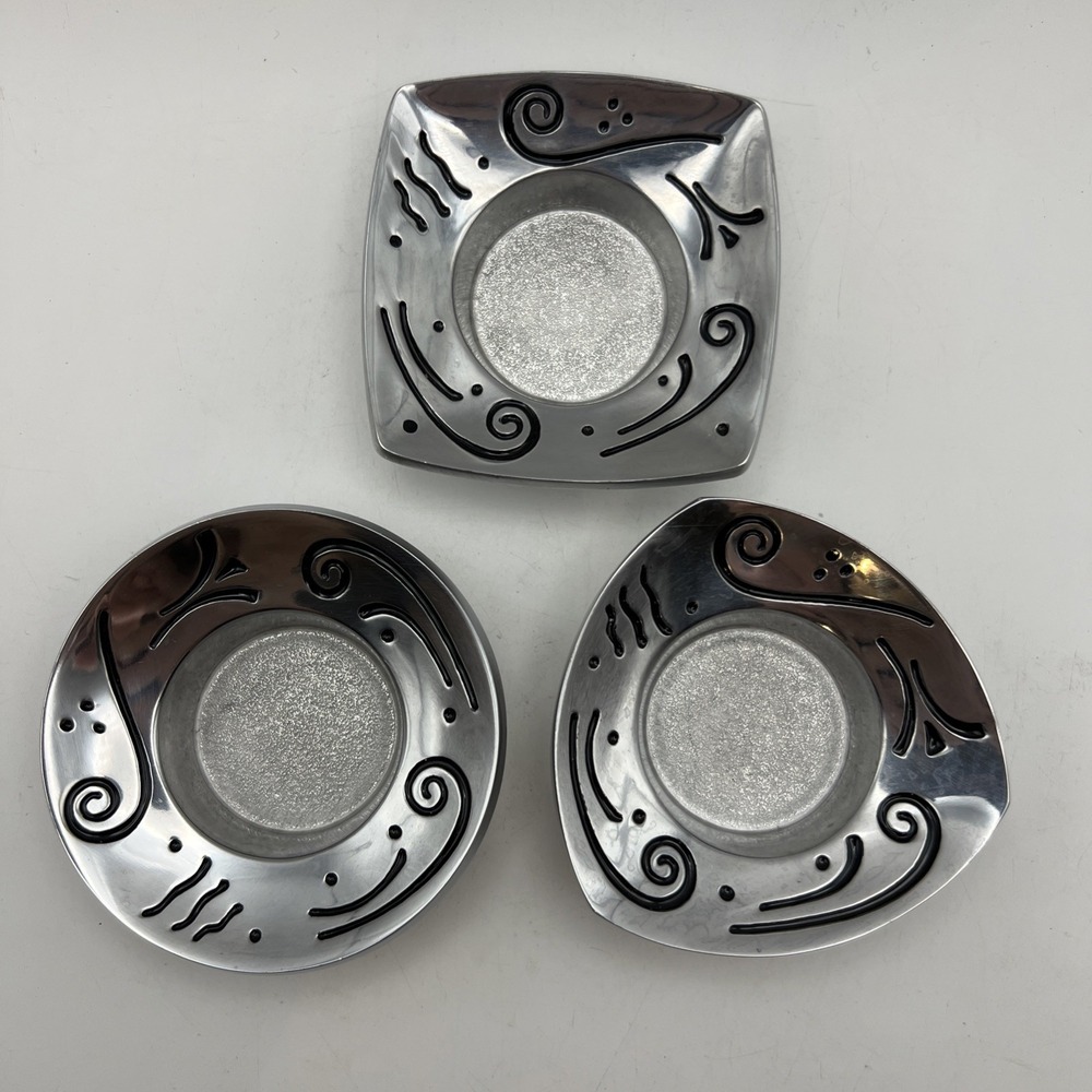 Lenox Candle Holders Votive Tealight Silver - Triangle Circle Square Decor